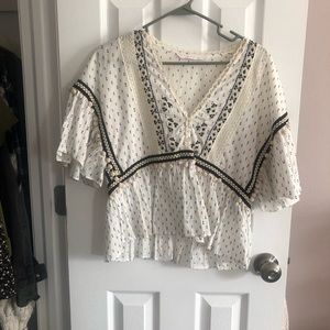 Zara XS Embroidered Peplum Shirt